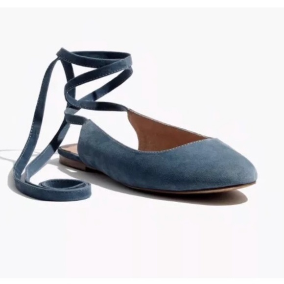 Madewell Shoes - MADEWELL blue suede lace up flats